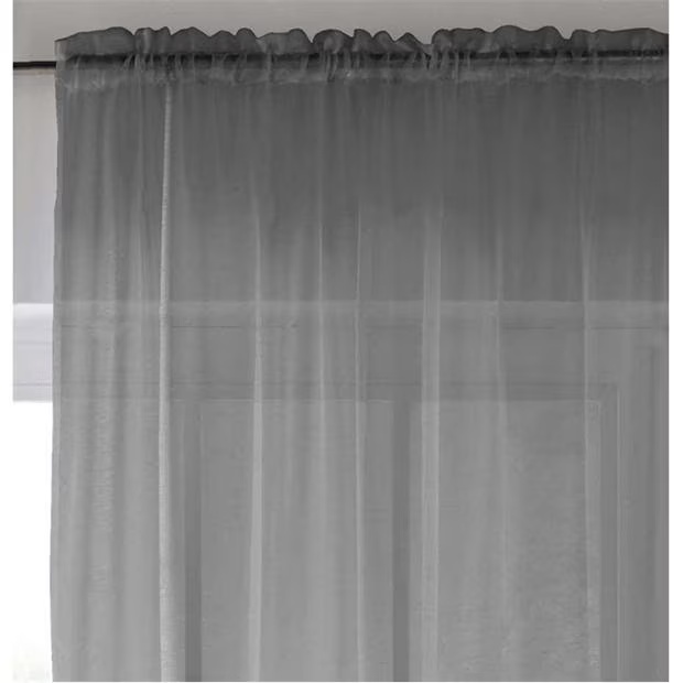 Tyrone Textiles 2 Plain Sheer Voile Panels with Rod Pocket (Pair)