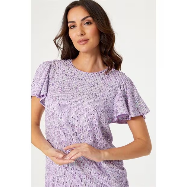 Be You Sequin Angel Sleeve Top