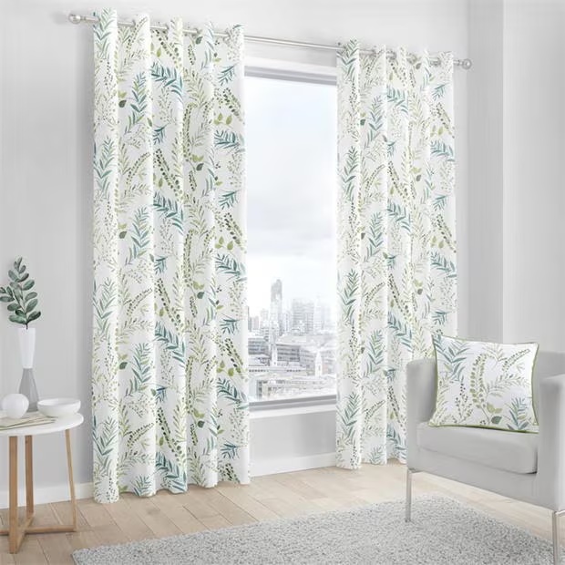 Fusion Fernworthy Cotton Pair of Eyelet Curtains