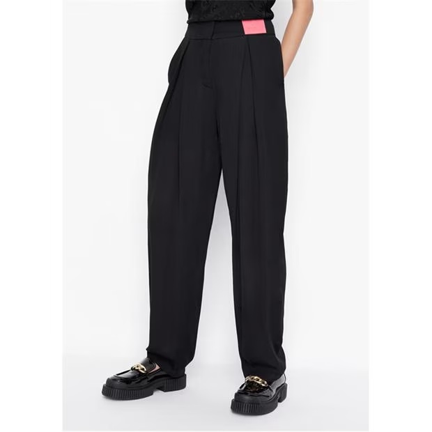 ARMANI EXCHANGE Wide Leg Pleated Straight Trousers