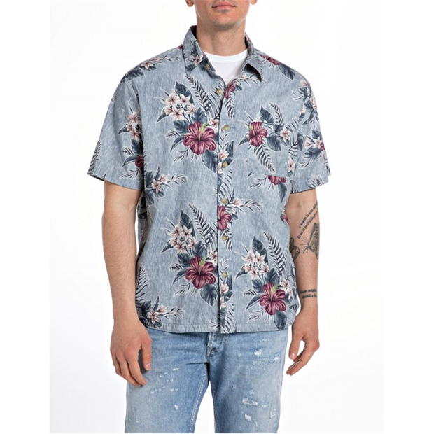 Replay Floral Print Short Sleeve Shirt