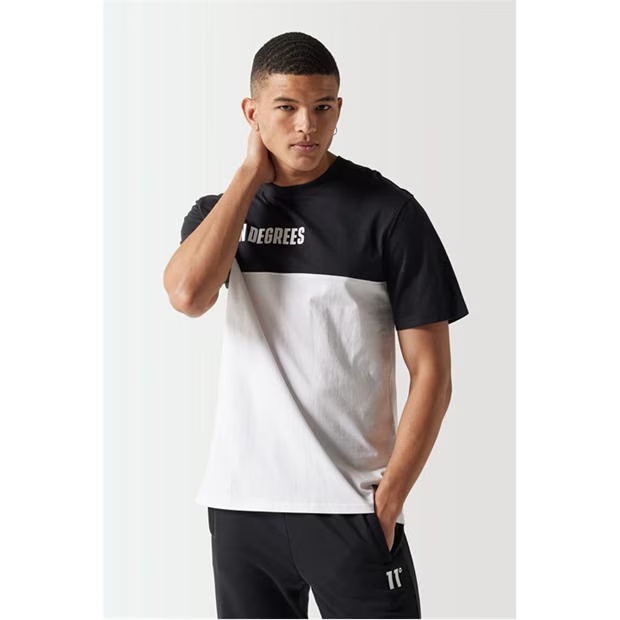11 Degrees Colour Block T-Shirt - White / Black
