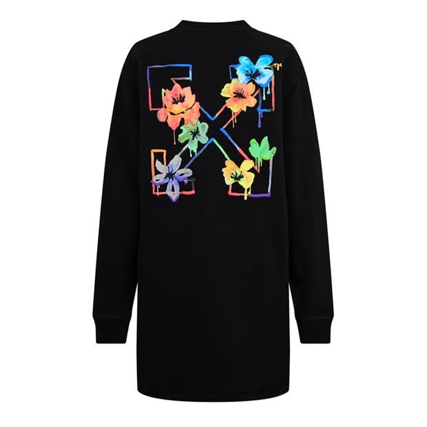 OFF WHITE Floral Embroidered Arrow Logo Dress