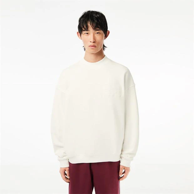 LACOSTE Oversized Embroidered Cotton Sweatshirt