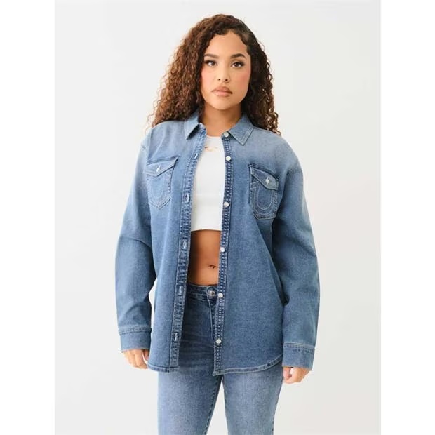 True Religion Long Sleeve Denim Shirt Womens
