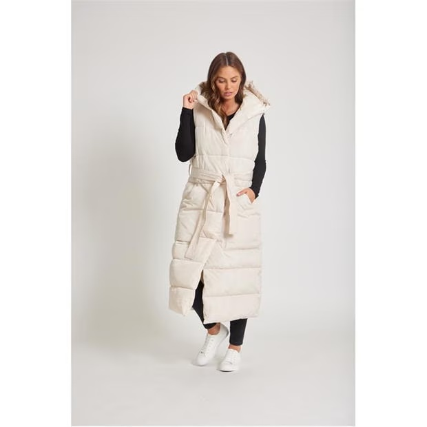 Be You Longline Belted Padded Gilet