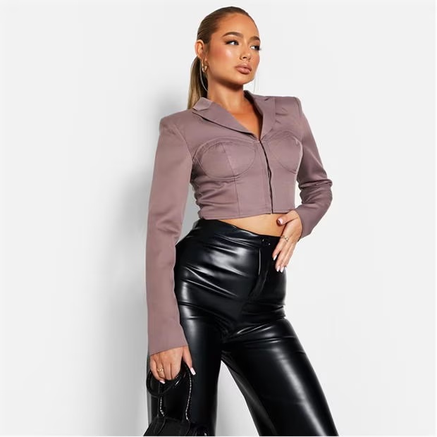 I Saw It First Cropped Hook and Eye Blazer