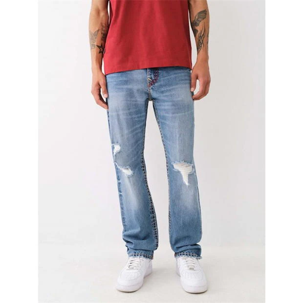 True Religion Ricky Distressed Super Straight Jeans Mens