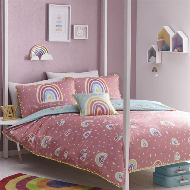 Appletree Kids Rainbow Pom 100% Cotton Duvet Cover Set