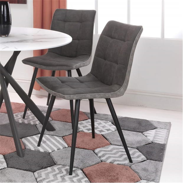 Shankar Pair of Rodeo Suede Effect Dark Grey Dining Chairs