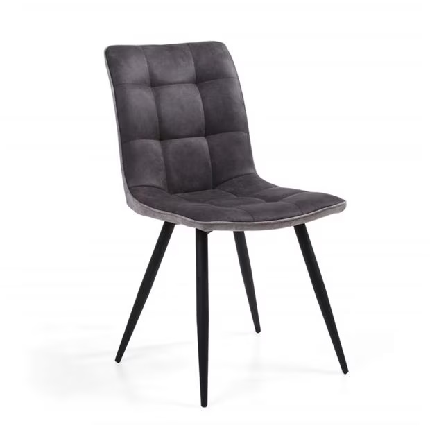 Shankar Pair of Rodeo Suede Effect Dark Grey Dining Chairs