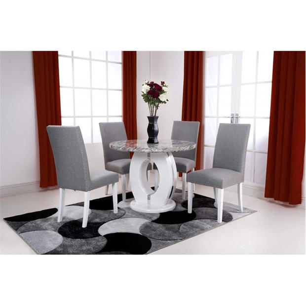 Shankar Neptune Round & 4 Randall Silver Grey Dining Set