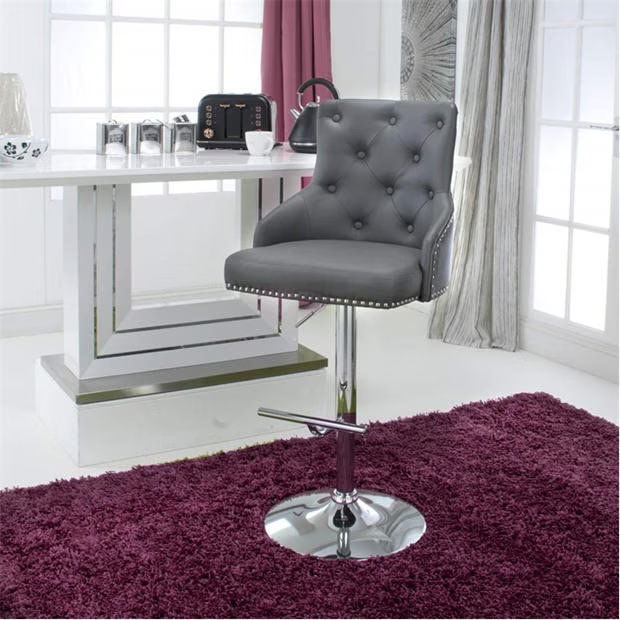 Shankar Rocco Leather Effect Graphite Grey Bar Stool