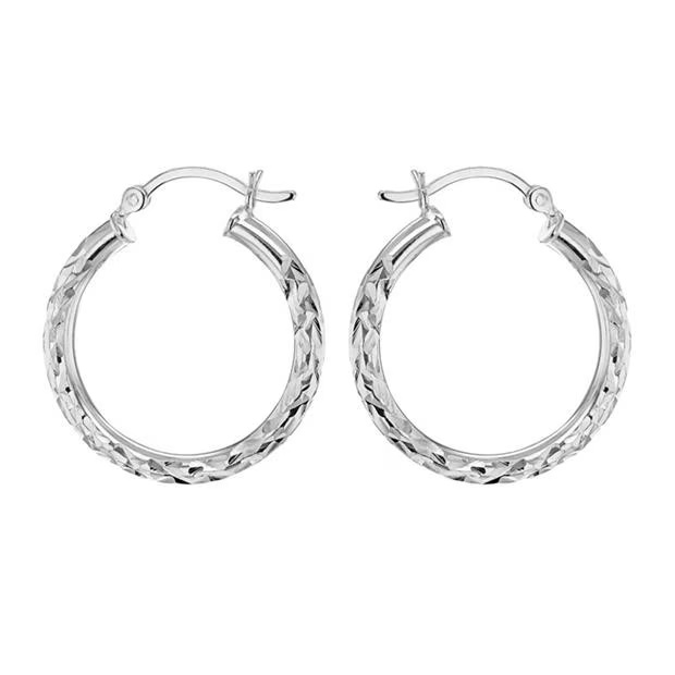 Be You Sterling Silver Diamond Cut Hoops