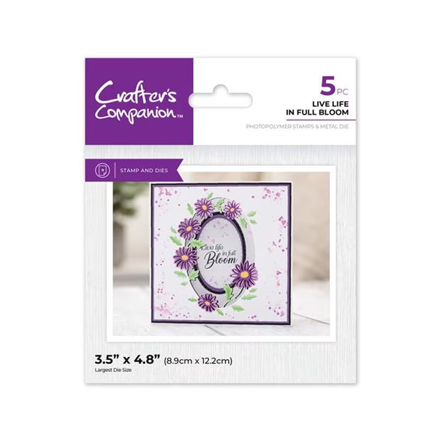 Crafters Companion Stamp and Die Set - Live Life in Full Bloom