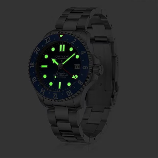 Depth Charge Charge Stainless Steel Blue Dial Dive Watch