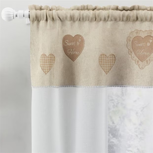 Tyrone Textiles Sweetheart Embroidery Hearts with Linen Look Top