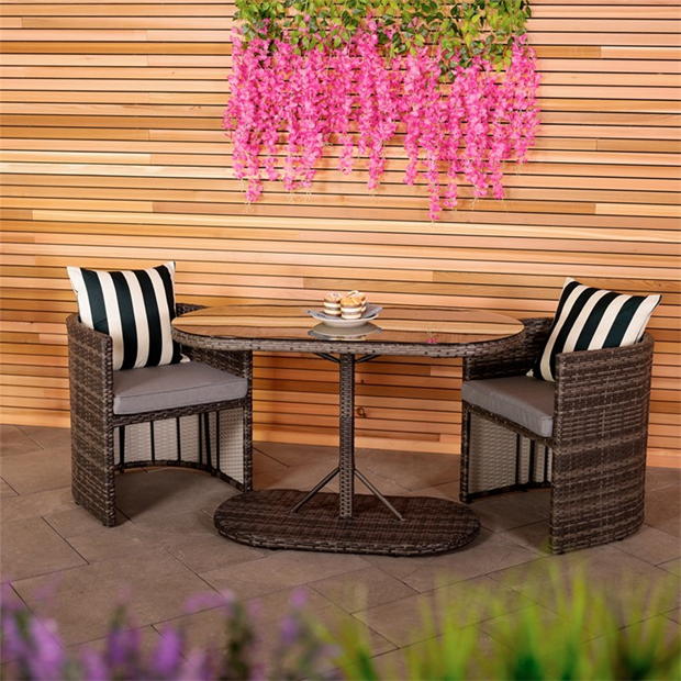 Charles Bentley ST TROPEZ RATTAN CHAT SET- GREY