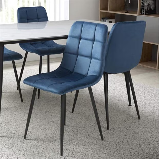 Shankar Set of 4 Madison Brushed Velvet Blue Dining Chairs