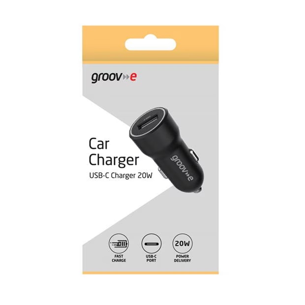 Groov-e USB-C Car Charger 20W - Black