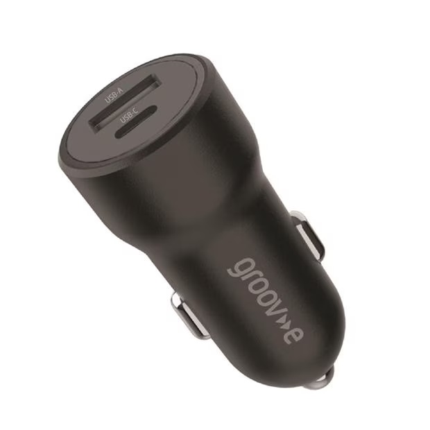 Groov-e USB-C & USB-A Car Charger 20W - Black