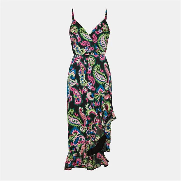 AX Paris Multi Printed Wrap Over Strappy Midi Dress