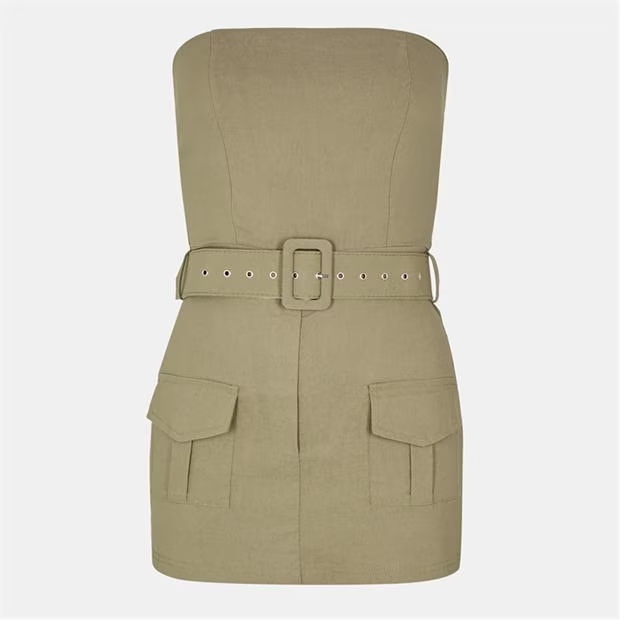 AX Paris Stretch Cotton Strapless Belted Skort Playsuit