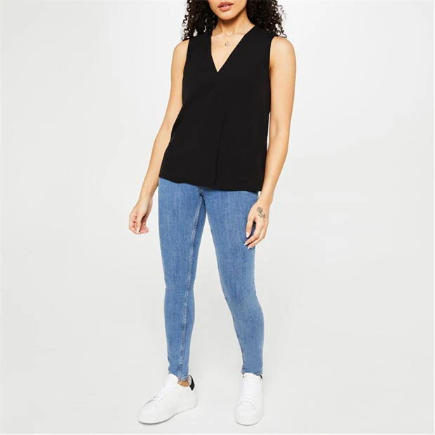 French Connection Cropped Sleeveless V Neck Top