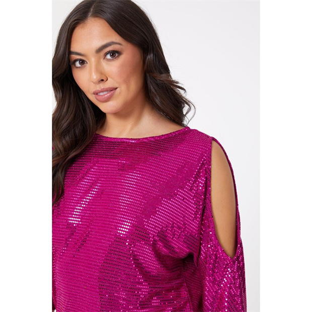 Be You Glitter Cold Shoulder Top