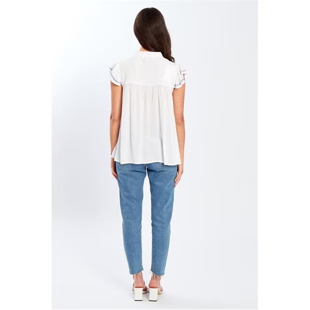 Be You Embroidered Crinkle Blouse Womens