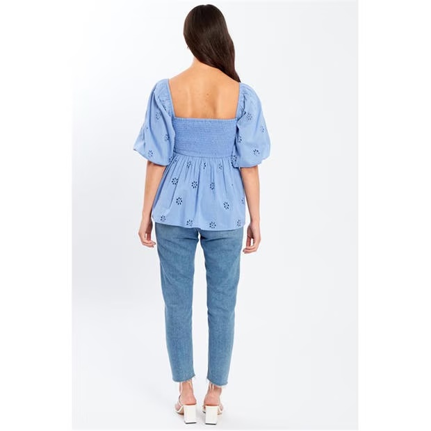 Be You Broderie Square Neck Top