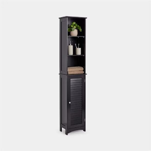 VonShef VonHausShrewsbury Black Tallboy Bathroom Cabinet