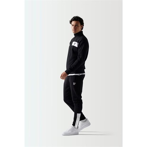 11 Degrees Colour Block Full Zip Sweat Top - Black / White