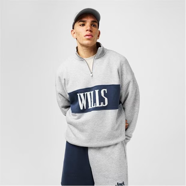 Jack Wills Logo Quarter Zip Fleece