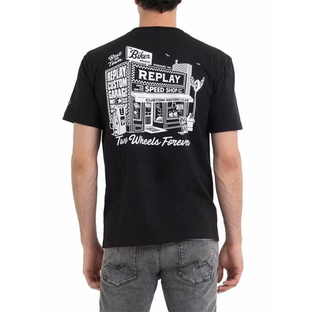 Replay Speed Shop Biker Print T-Shirt