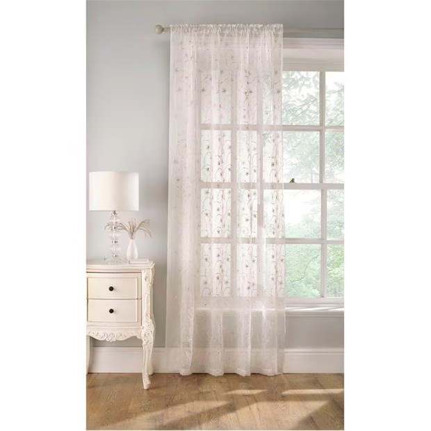 Tyrone Textiles Belle Floral Embroidery Panel with Rod Pocket