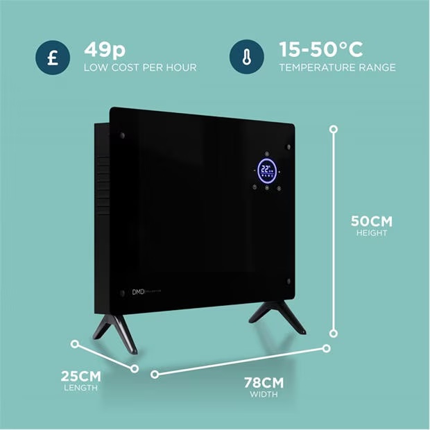 DMD Collective 2000W Electric Glass Panel Heater - WiFi Control