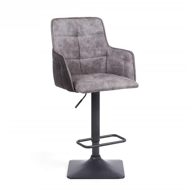 Shankar Set of 2 Orion Suede Effect Light Grey Bar Stools