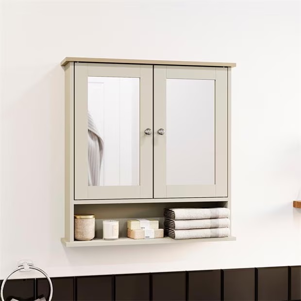 Lassic Priano 2 Door Mirrored Wall Cabinet With Shelf
