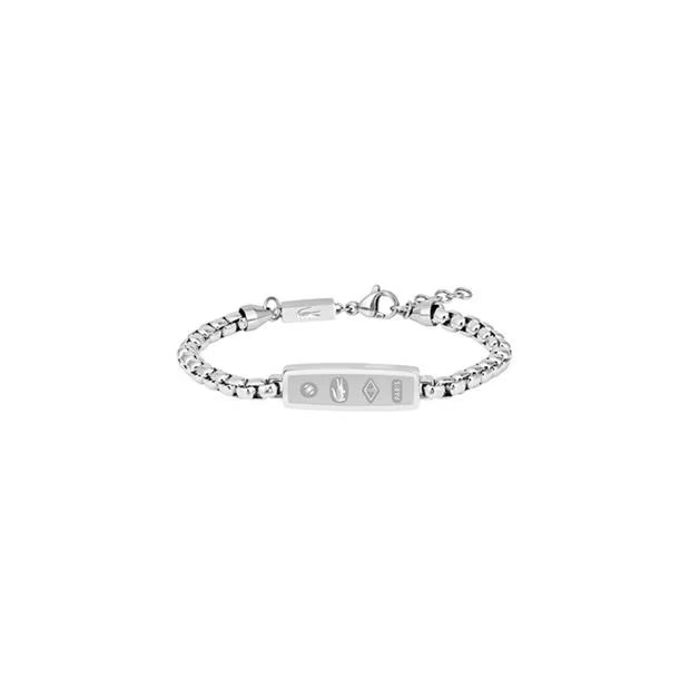 Lacoste Lacoste Mens District Stainless Steel Reversible Pendant Bracelet