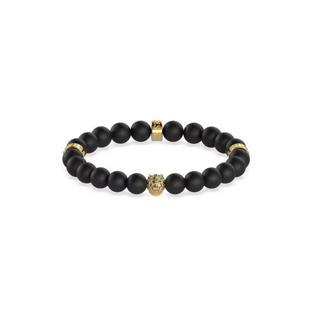 Guess Guess Black Beads & 12mm Lion Bracelet