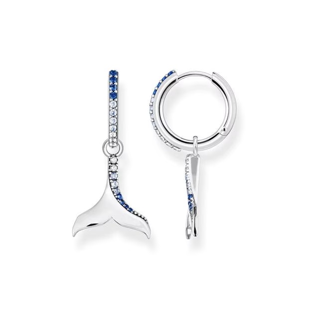 Thomas Sabo Blue Stone Tail Fin Hooped Earrings