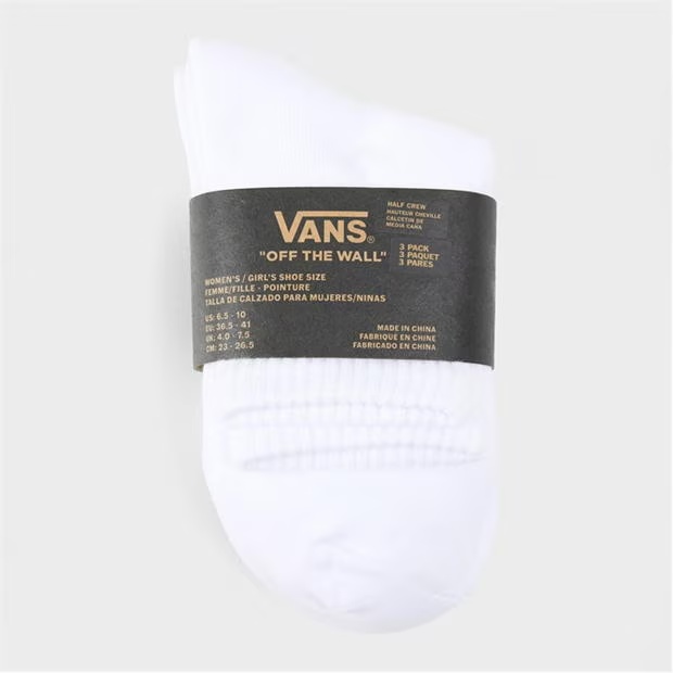 Vans Classic Half Crew Sock White Womens