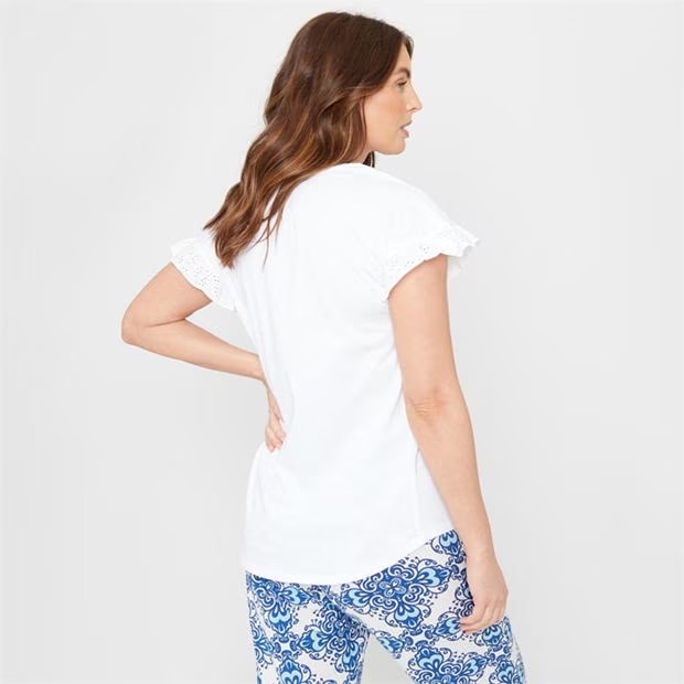 Be You Broiderie Sleeve Pyjama Top