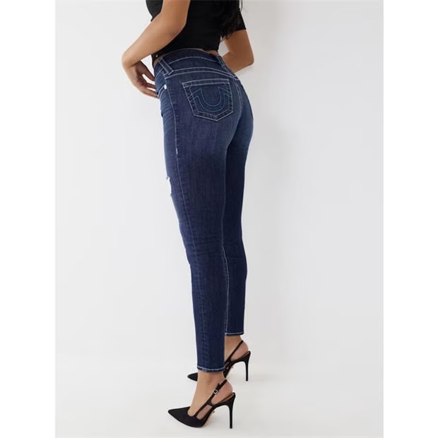 True Religion Halle Mid Rise Distressed Jeans Womens