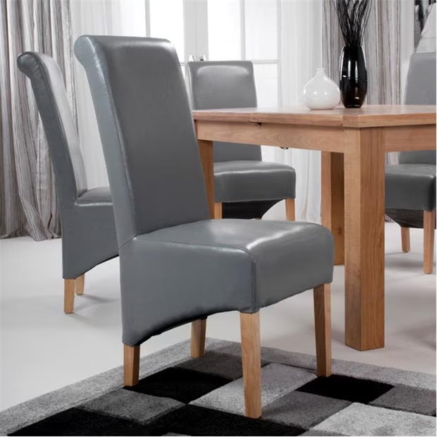 Shankar Set of 2 Krista Bonded Leather Grey Dining Chairs