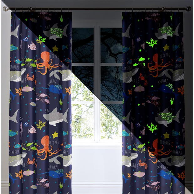 Bedlam Sea Life Kids Bedroom Pencil Pleat Curtains