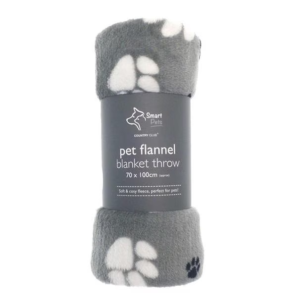 Country Club Flannel Blanket Pet Paw Prints Design Super Soft