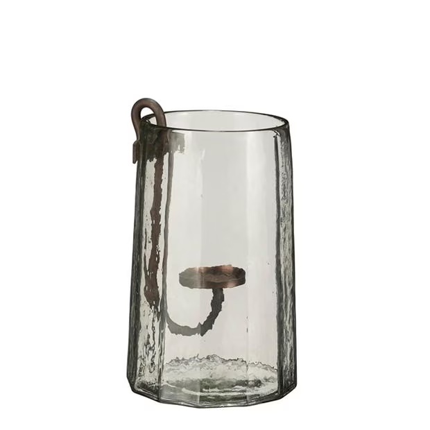 Mica hurricane light with candleholder glass