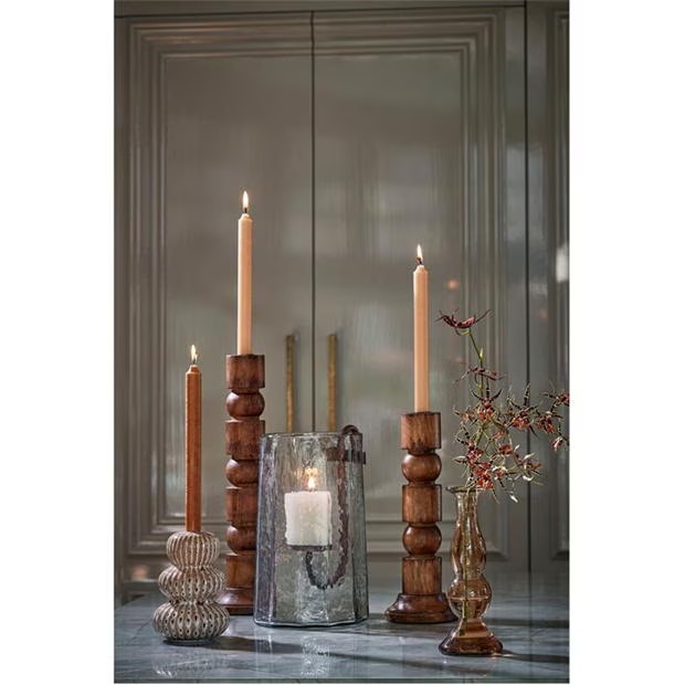 Mica hurricane light with candleholder glass